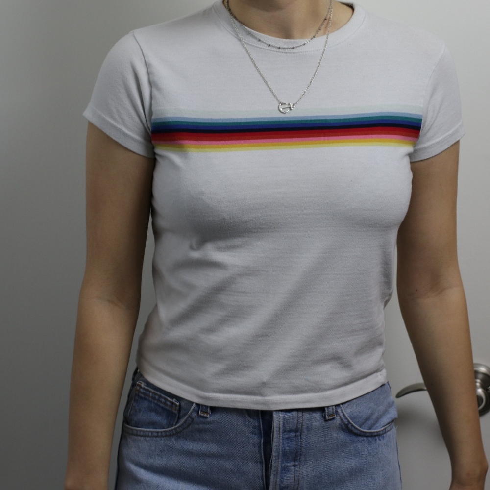 Brandy Melville white rainbow tee